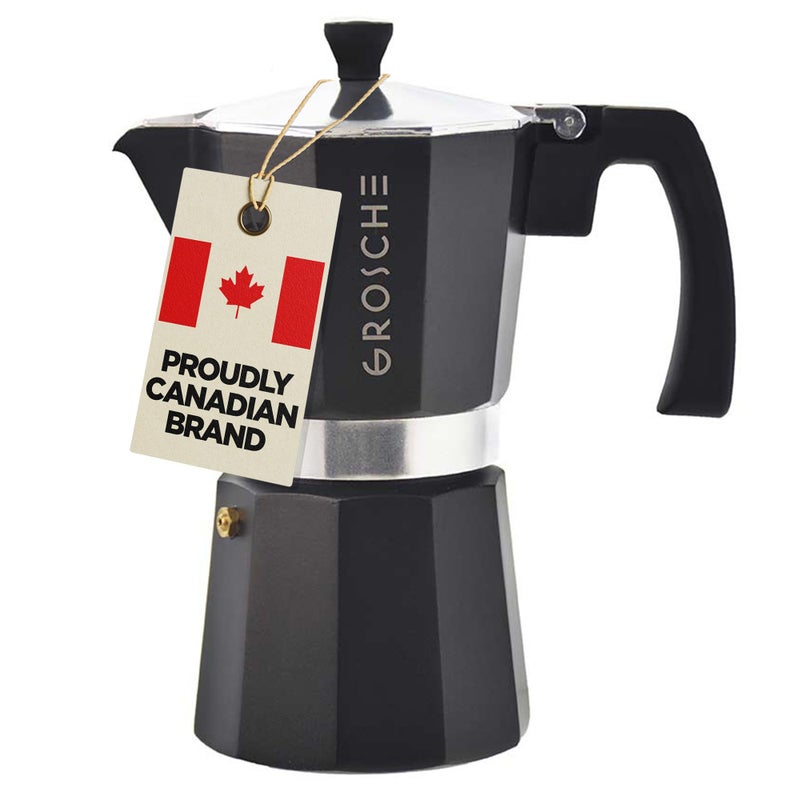 GROSCHE Milano Stovetop Espresso Maker Moka Pot 9 espresso Cup, 15.2 oz, Black. Cuban Coffee Maker Stove top coffee maker Moka Italian espresso greca coffee maker brewer percolator - Image 1