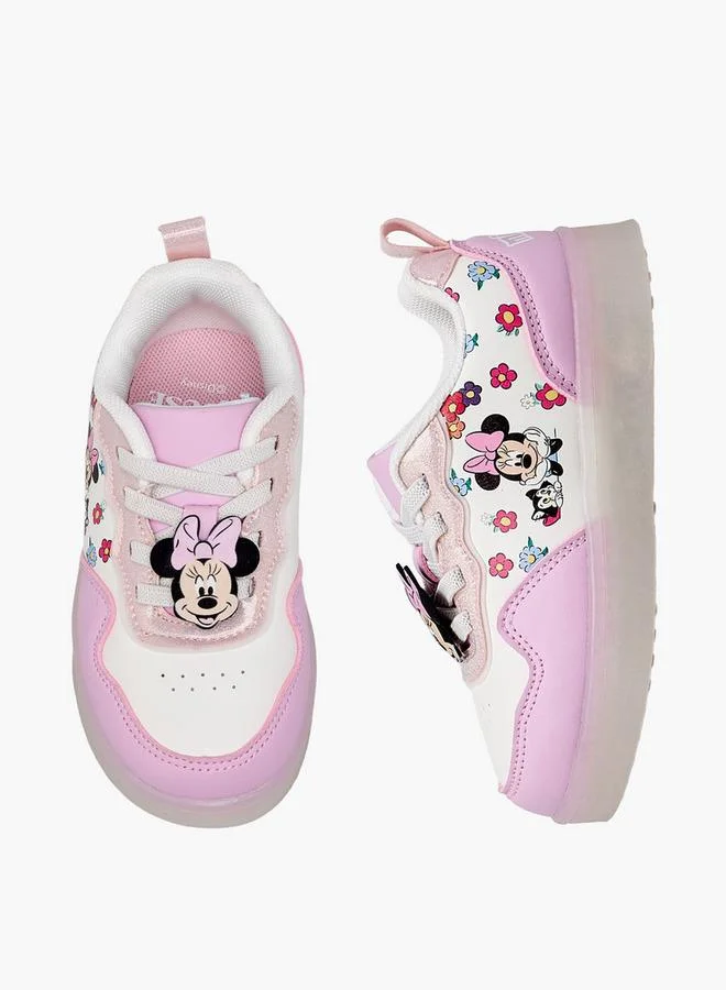 Disney Minnie Mouse Print Light-Up Ankle School Sneakers