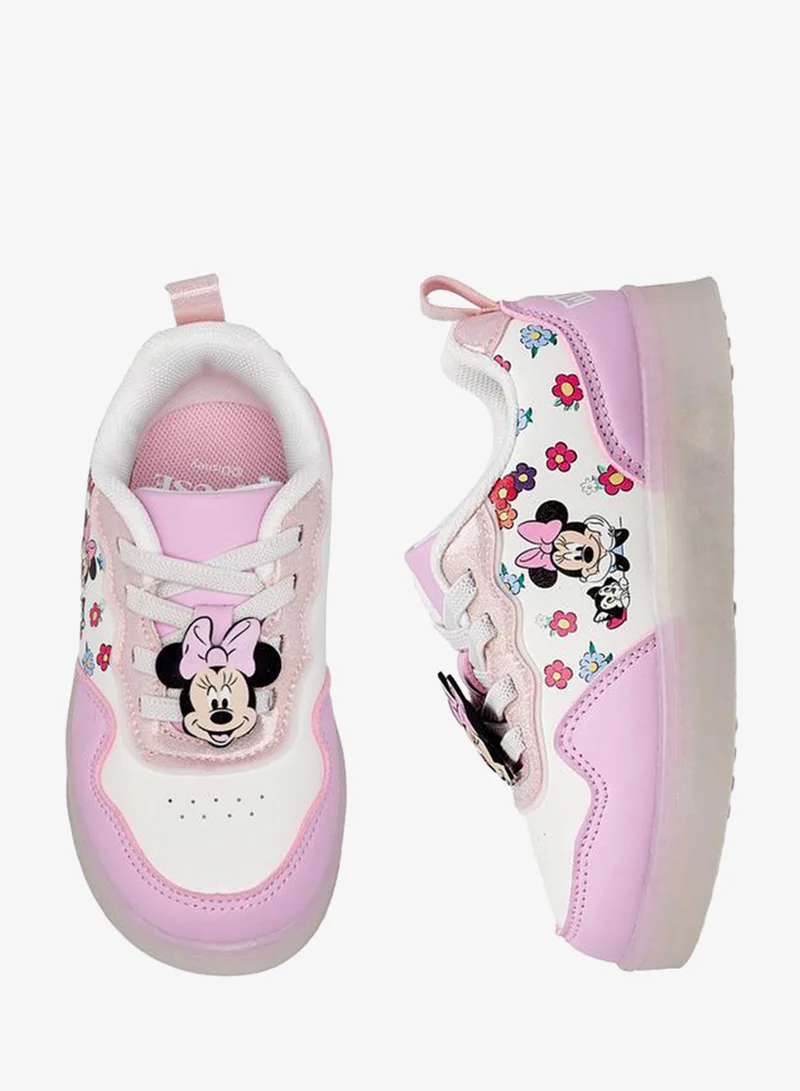 Disney Minnie Mouse Print Light-Up Ankle School Sneakers