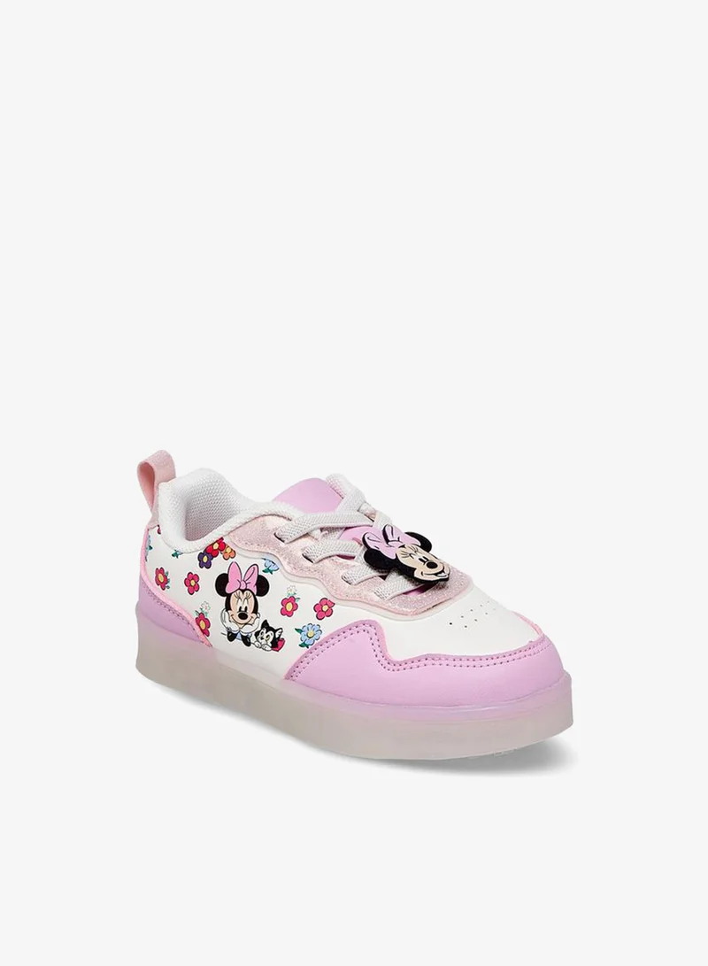 Disney Minnie Mouse Print Light-Up Ankle School Sneakers