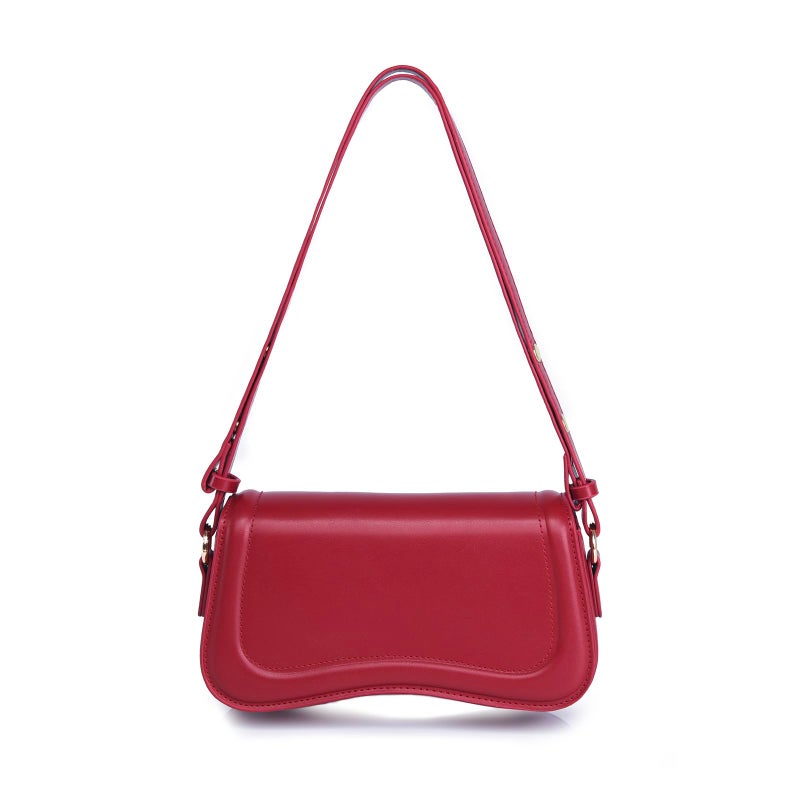 Gumhay Small Shoulder Bag for women,Leather Tote Handbag, Trendy Crossbody Purse with Zipper Closure Clutch Hobo Purse (B-Red) - Image 1