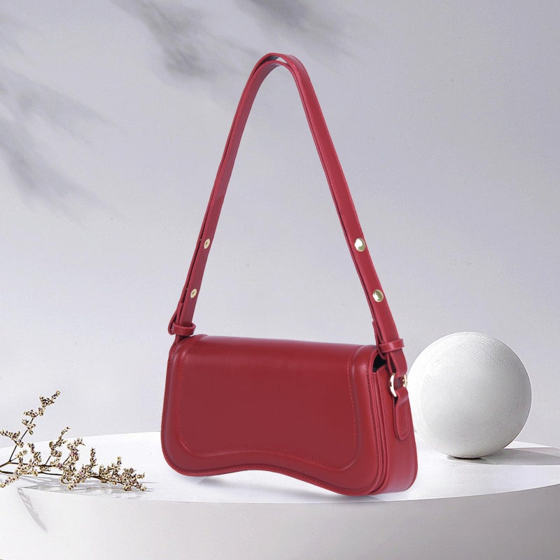 Gumhay Small Shoulder Bag for women,Leather Tote Handbag, Trendy Crossbody Purse with Zipper Closure Clutch Hobo Purse (B-Red) - Image 3