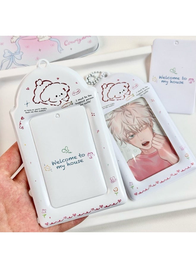 NIBEMINENT 1 - Piece Wind Pixel Wind Dog Kpop Photo Card Holder Pendant Key Chain ID Badge Holder ID Card Holder Photo Card Protector for School ID Office ID Access Card for Women Girls - Image 2