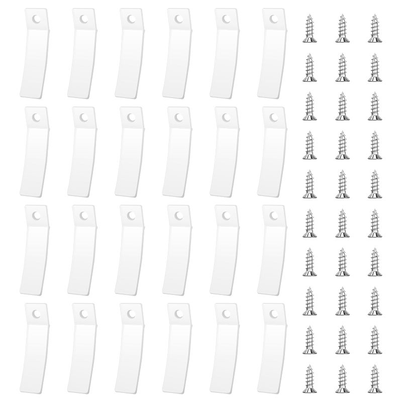 Aecsze 24 PCS Non Slip Drawer Stops, Clear PVC Plastic Drawer Stopper, with Stainless Steel Screw, Suitable for Furniture Dresser Drawer Bottom Repair Tool (2.36 x 0.63 x 0.08 in) - Image 1