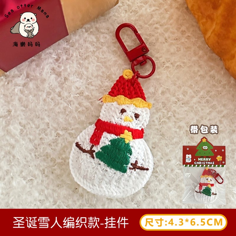 Christmas Santa Keychain Knitted Decorative Trinket 5# Christmas snowman woven-pendant
