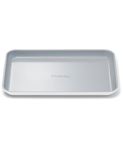 Caraway Nonstick Ceramic Small Baking Sheet 9x13 NonToxic PTFE PFOA Free Oven Safe Aluminized Steel Core Mini Sheet Pan for Baking Roasting More White - Image 1