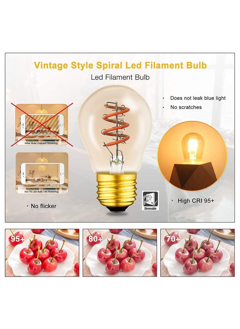 Y&D Globe LED Filament Bulb, Dimmable 3 Watt Spiral G45, Gold E26 Base, Amber Glass, Soft Warm White 2200K, Edison Light Bulbs 25 Equivalent, for Pendant, Chandeliers Vanity Wall (4Pcs)  - Image 4