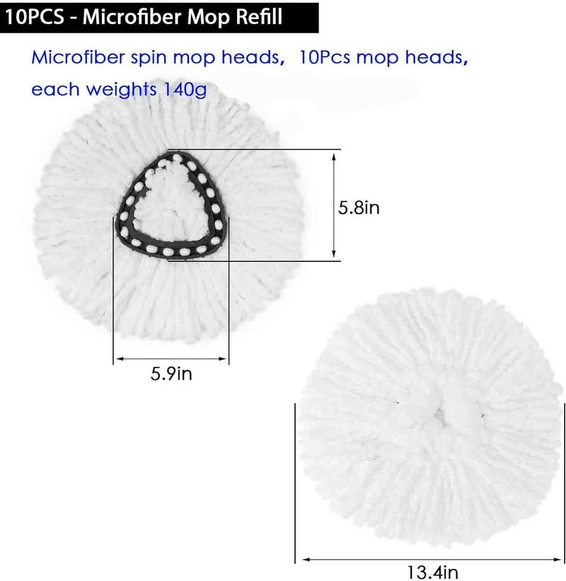 High-PQ 10Pack Spin Mop Replacement Heads, Spinning Mop Replace Head for Easy Wring Mop, 100% Microfiber Mop Head Replacement Compatible with Triangle Spin Mop Refill for Floor Cleaning - Image 2