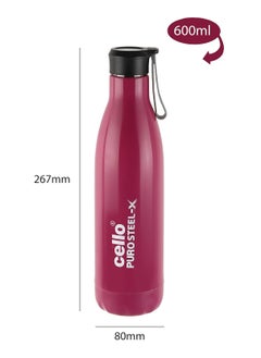 Cello Puro Steel-X Rover Water Bottle with Inner Steel and Outer Plastic | Insulated Water Bottle | 600 ml, Purple  - Image 2