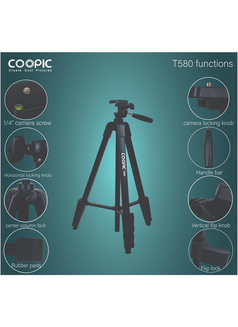 Coopic - COOPIC Create cool pictures T580 172cm / 6'' rofessional Tripod with 360° Panoramic Head - Enhance Your Photography and Videography with Superior Stability and Versatility - Image 1
