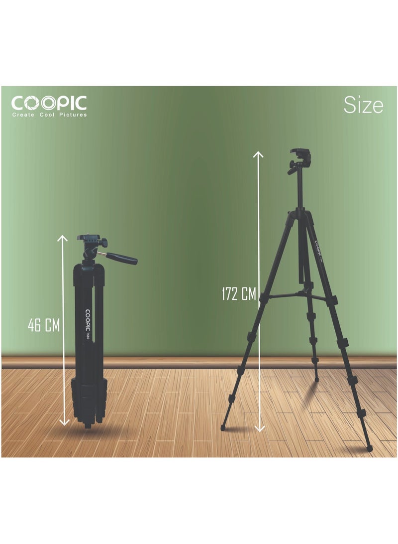 Coopic حامل ثلاثي COOPIC لإنشاء صور رائعة T580 172 سم / 6'' مع رأس بانورامي 360° - عزز تصويرك الفوتوغرافي والفيديو مع استقرار ومرونة فائقة - Image 4