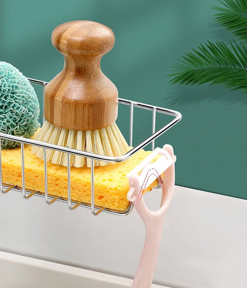 wolpin Kitchen Sink Organizer Wash Basin Storage Shelf Stainless Steel Rack For Dishwasher Liquid Brush, Soap, Sponge Storage Basket (Silver), 4 x 11 x 17.5 Centimeters - Image 3