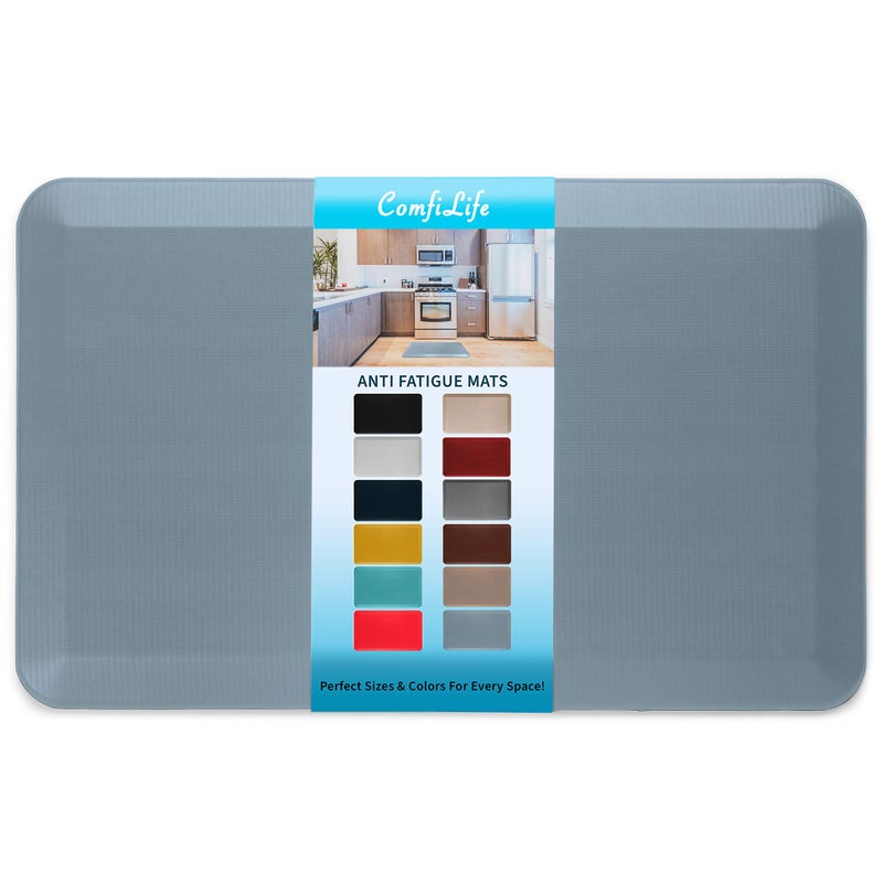ComfiLife Anti Fatigue Floor Mat â€“ 3/4 Inch Thick Perfect Kitchen Mat, Standing Desk Mat â€“ Comfort at Home, Office, Garage â€“ Durable â€“ Stain Resistant â€“ Non-Slip Bottom (20" x 32", Denim) - Image 1