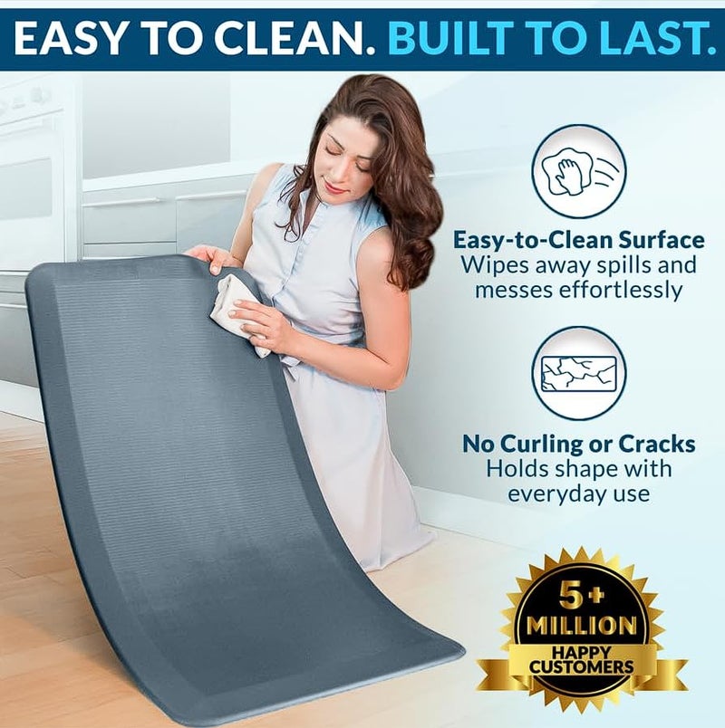 ComfiLife Anti Fatigue Floor Mat â€“ 3/4 Inch Thick Perfect Kitchen Mat, Standing Desk Mat â€“ Comfort at Home, Office, Garage â€“ Durable â€“ Stain Resistant â€“ Non-Slip Bottom (20" x 32", Denim) - Image 5
