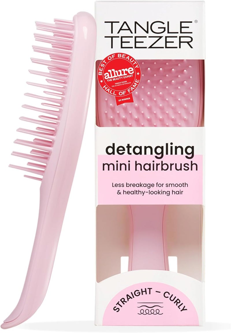 TANGLE TEEZER Ultimate Detangler Hairbrush, Eliminates Knots & Reduces Breakage, Mini Hair Brush for Travel, Small Hands & All Hair Types, Millennial Pink - Image 1