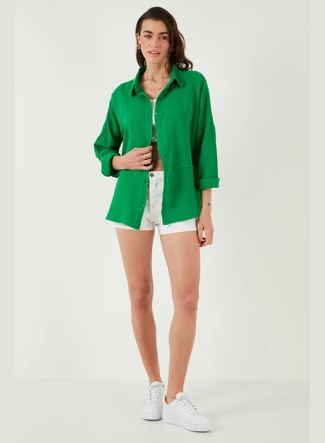 Lela Lela Cotton Regular Fit Muslin Shirt Women's SHIRT CF25S166905