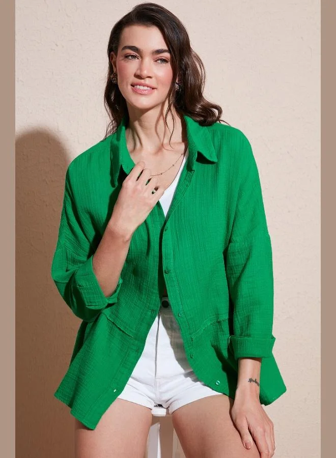 Lela Lela Cotton Regular Fit Muslin Shirt Women's SHIRT CF25S166905