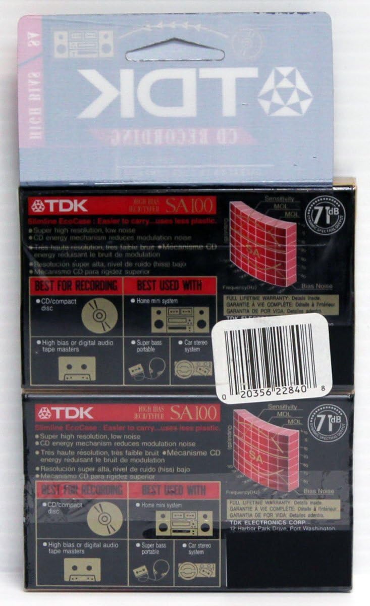 TDK SA100 High Bias IECII/TYPEII 2 pack Cassette Tapes - Image 2