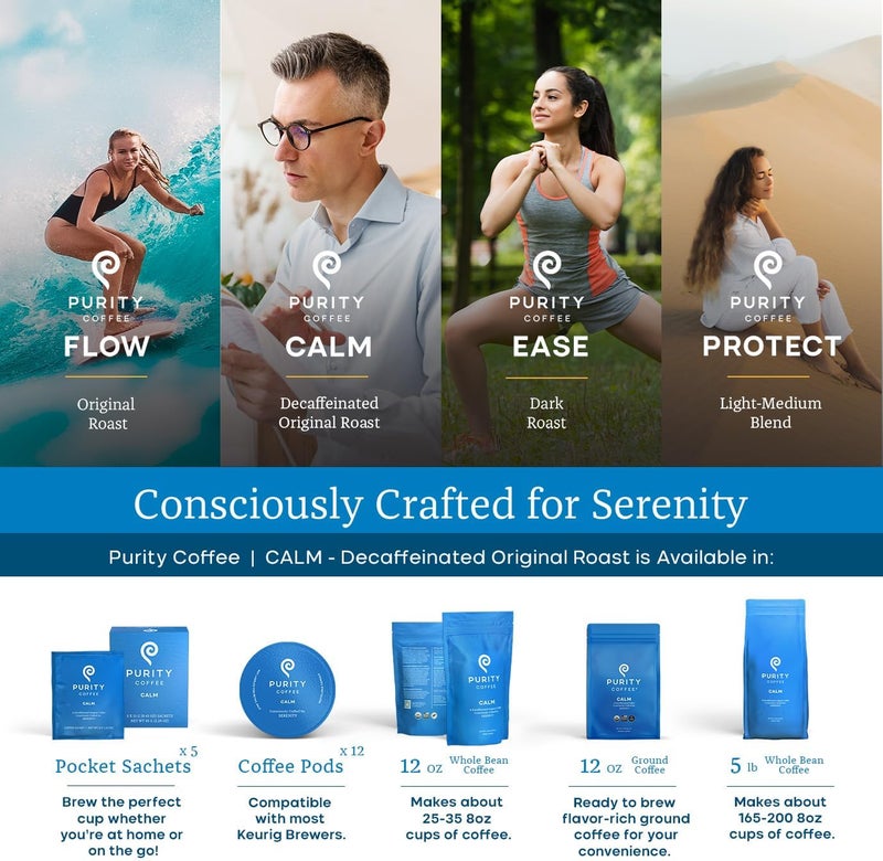 Purity Coffee CALM Decaf Ground Coffee - USDA Organic, Natural Water Decaffeinated, 12oz - Image 4
