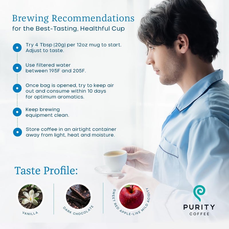 Purity Coffee CALM Decaf Ground Coffee - USDA Organic, Natural Water Decaffeinated, 12oz - Image 5