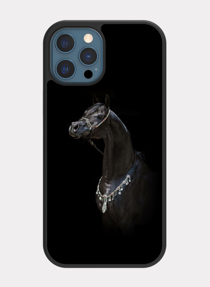 PXLAAT iPhone 12 Pro Max case cover Black Arabian Horse - Image 1