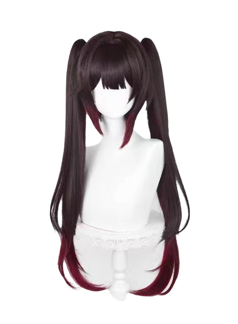 Star Dome Railway Fireworks cos wig scalp top small tiger mouth clip ponytail color gradient wig cosplay wig costumes dress up wig  - Image 1
