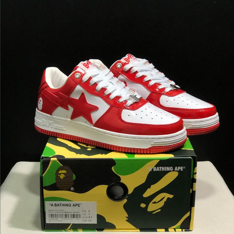 Bape Sta Ape Head Air Force Joint Marvel Black and White Panda Patent Leather Thick Sole Increased Low Top Men''s and Women''s Sneakers - Image 4