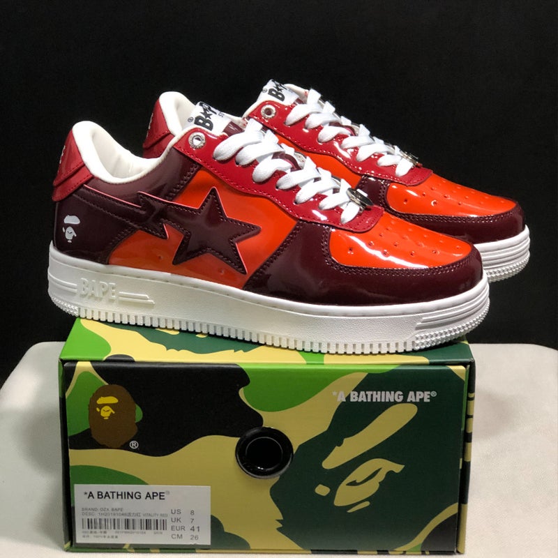 Bape Sta Ape Head Air Force Joint Marvel Black and White Panda Patent Leather Thick Sole Increased Low Top Men''s and Women''s Sneakers - Image 5