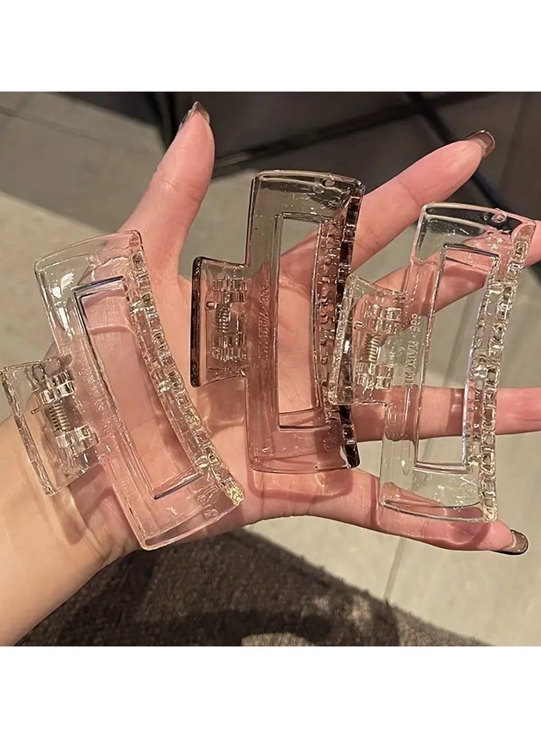 Goolsky 3 قطع مشبك شعر شفاف مع لمسات كريستالية، شكل مستطيل طويل، أنيق وعتيق، مادة بلاستيكية، مناسب للنساء من 14 عامًا فما فوق - Image 1