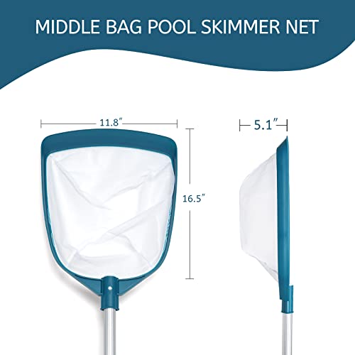 POOLWHALE Upgrades Swimming Pool Leaf Net Skimmer Rake with Adjustable Aluminum Pole and Nylon Medium Fine Mesh for Cleaning Swimming Pools, Hot Tubs, Spas and Fountains - Image 5