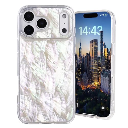 XIMAND for iPhone 17 Pro Max Case Made with Unique Genuine Seashell, Durable | Stunning Gorgeous | Drop Protection | Luxury Aesthetic Cover. (Beige) - Image 1