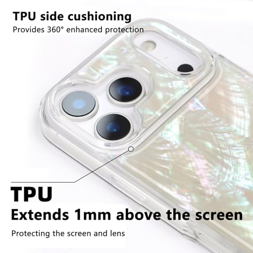 XIMAND for iPhone 17 Pro Max Case Made with Unique Genuine Seashell, Durable | Stunning Gorgeous | Drop Protection | Luxury Aesthetic Cover. (Beige) - Image 3