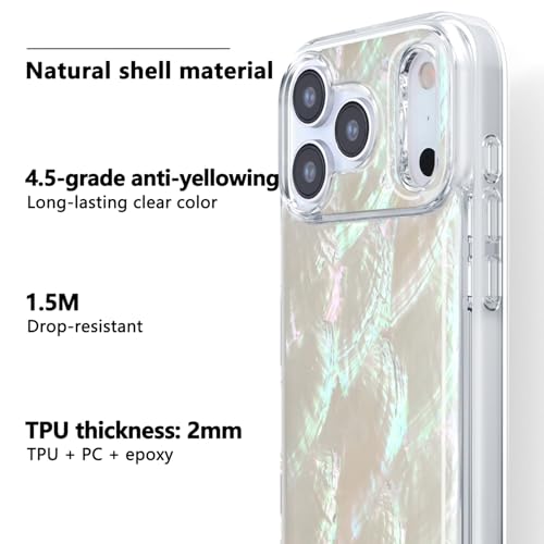 XIMAND for iPhone 17 Pro Max Case Made with Unique Genuine Seashell, Durable | Stunning Gorgeous | Drop Protection | Luxury Aesthetic Cover. (Beige) - Image 2