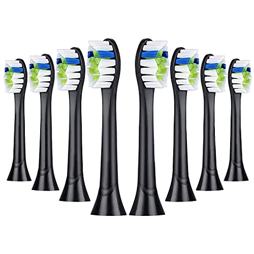 MAYCREATE® Replacement Toothbrush Heads Compatible for Philips DiamondClean, 2020 Edition, Fit ProtectiveClean 4300 6100, EasyClean, Gum Health, HX6064 - Black Brush Head - Image 1