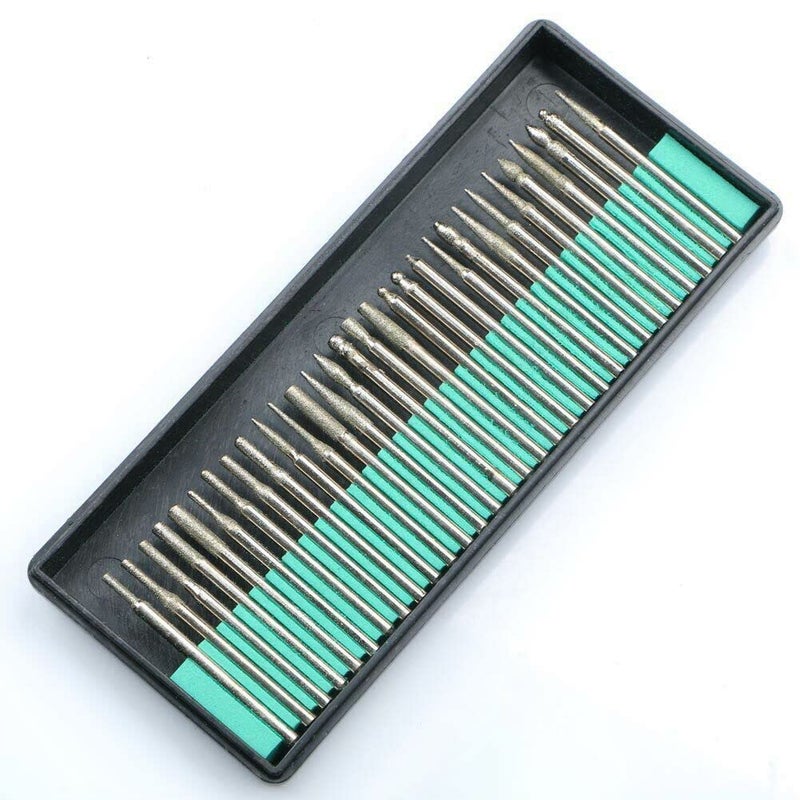 nitya 30PCS Diamond Coated Burr Grinding Head Shank 3mm Fits Rotary Tool Kit for electric grinding machine, engraving machine, electric machinery supporting assembly.  - Image 1