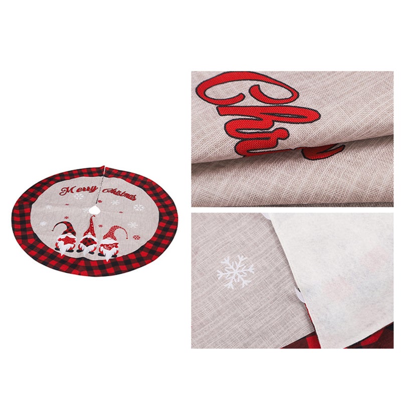 Christmas Tree Skirt Linen Burlap Red Black Grid 122CM Foresters Tree Skirt for Christmas Party Christmas Tree Bottom Apron Dress Up - Image 5