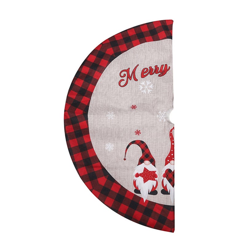 Christmas Tree Skirt Linen Burlap Red Black Grid 122CM Foresters Tree Skirt for Christmas Party Christmas Tree Bottom Apron Dress Up - Image 3