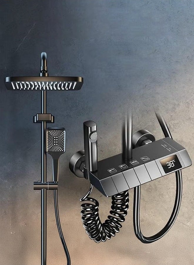 Monda Shower Set, Thermostaticc Shower Faucet Set Wall Mounted Shower Faucet Set Piano and Shower Keys with Bath Spout, Hand Sprayer - Image 1