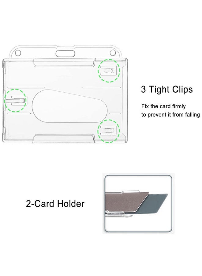 وهاواي 2 Pack Hard Plastic Badge Holders with Heavy Duty Badge Reels,Transparent Thumb Slot PC Hard Plastic Card Protector for Nurse Doctor Teacher Office School Hospitl Credit Card Key(Horizontal) - Image 4