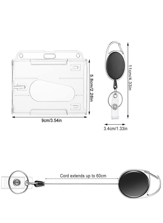 وهاواي 2 Pack Hard Plastic Badge Holders with Heavy Duty Badge Reels,Transparent Thumb Slot PC Hard Plastic Card Protector for Nurse Doctor Teacher Office School Hospitl Credit Card Key(Horizontal) - Image 2