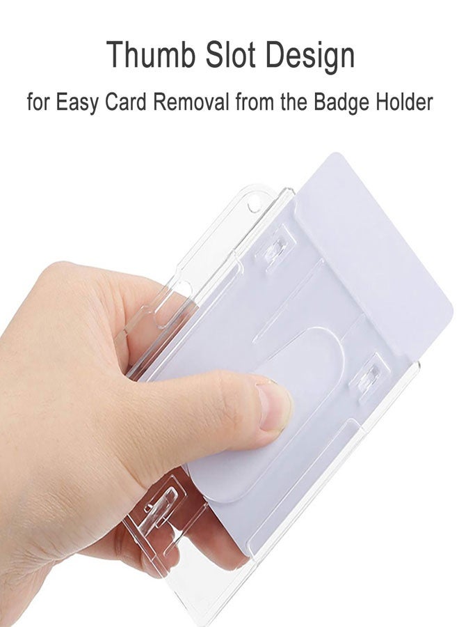 وهاواي 2 Pack Hard Plastic Badge Holders with Heavy Duty Badge Reels,Transparent Thumb Slot PC Hard Plastic Card Protector for Nurse Doctor Teacher Office School Hospitl Credit Card Key(Horizontal) - Image 5