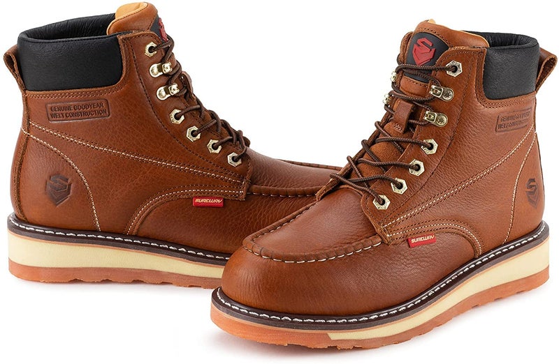 SUREWAY 6â€ Mens Heavy Duty Steel/Composite/Soft Toe Work Boots for Men,Goodyear Welt,Extremely Comfortable Durable Proved,Superior Oil/Slip Resistant,Thicker Leather,Wedge Sole,Moc Toe Work - Image 5