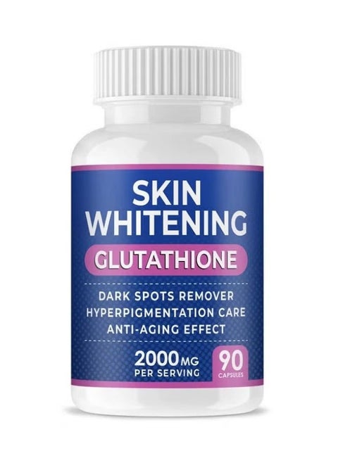 Skin Whitening Glutathione Capsule, Skin Brightening, Dark Spots, Melasma and Acne Scar Remover, Hyperpigmentation Treatment, Anti-Aging Antioxidant, 90 Capsules 2000mg