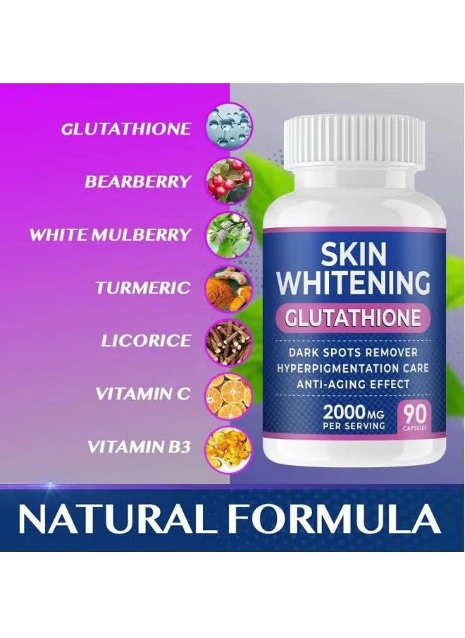 SKIN - Skin Whitening Glutathione Capsule, Skin Brightening, Dark Spots, Melasma and Acne Scar Remover, Hyperpigmentation Treatment, Anti-Aging Antioxidant, 90 Capsules 2000mg - Image 1