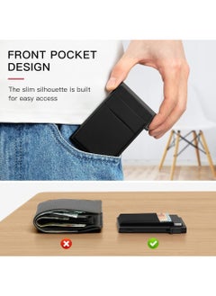 SYOSI Card Holder Wallet, Minimalist Pop up Wallet for Men RFID Blocking Slim Business Credit Card Wallet with Money Pocket Aluminum Metal Bank Card Case Black Design for Airtag Cash Coins & Credit Cards  - Image 4