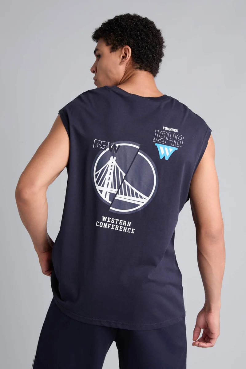 Defacto Oversize Fit Crew Neck Sleeveless NBA Golden State Warriors Licensed Tank Top