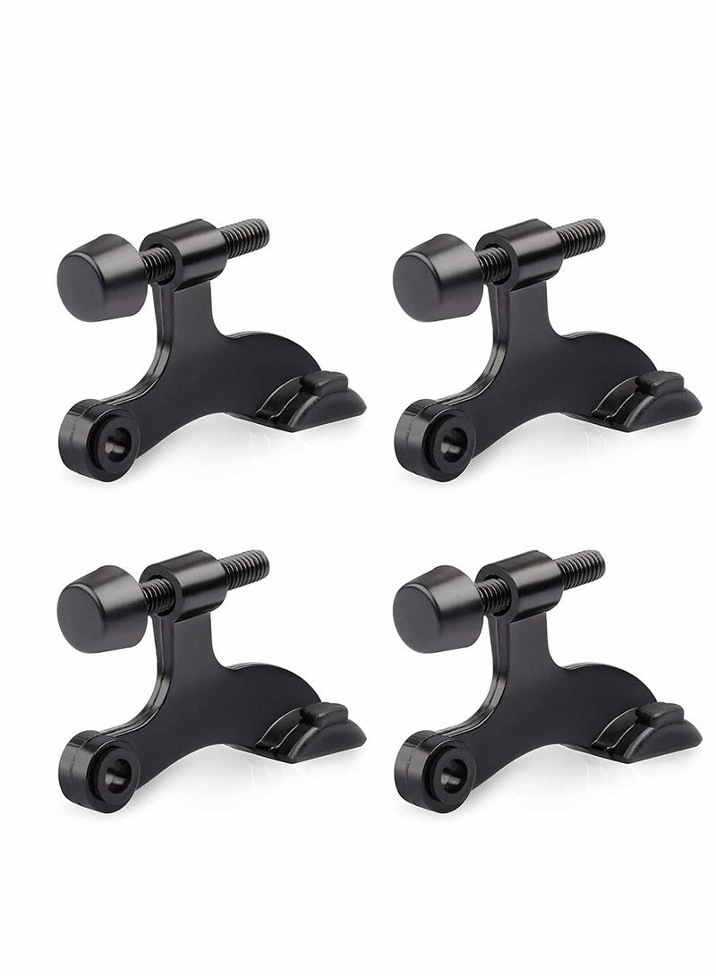 KASTWAVE 4 Pack Hinge Pin Black Door Stopper,  Adjustable Deluxe Heavy Duty Door Stopper 2-1/2"x 1-3/4”,with Black Rubber Bumper Tips - Image 1