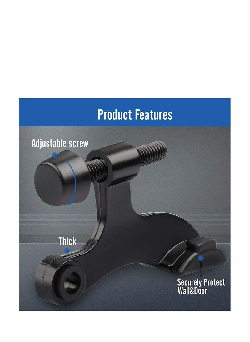 KASTWAVE 4 Pack Hinge Pin Black Door Stopper,  Adjustable Deluxe Heavy Duty Door Stopper 2-1/2"x 1-3/4”,with Black Rubber Bumper Tips - Image 4