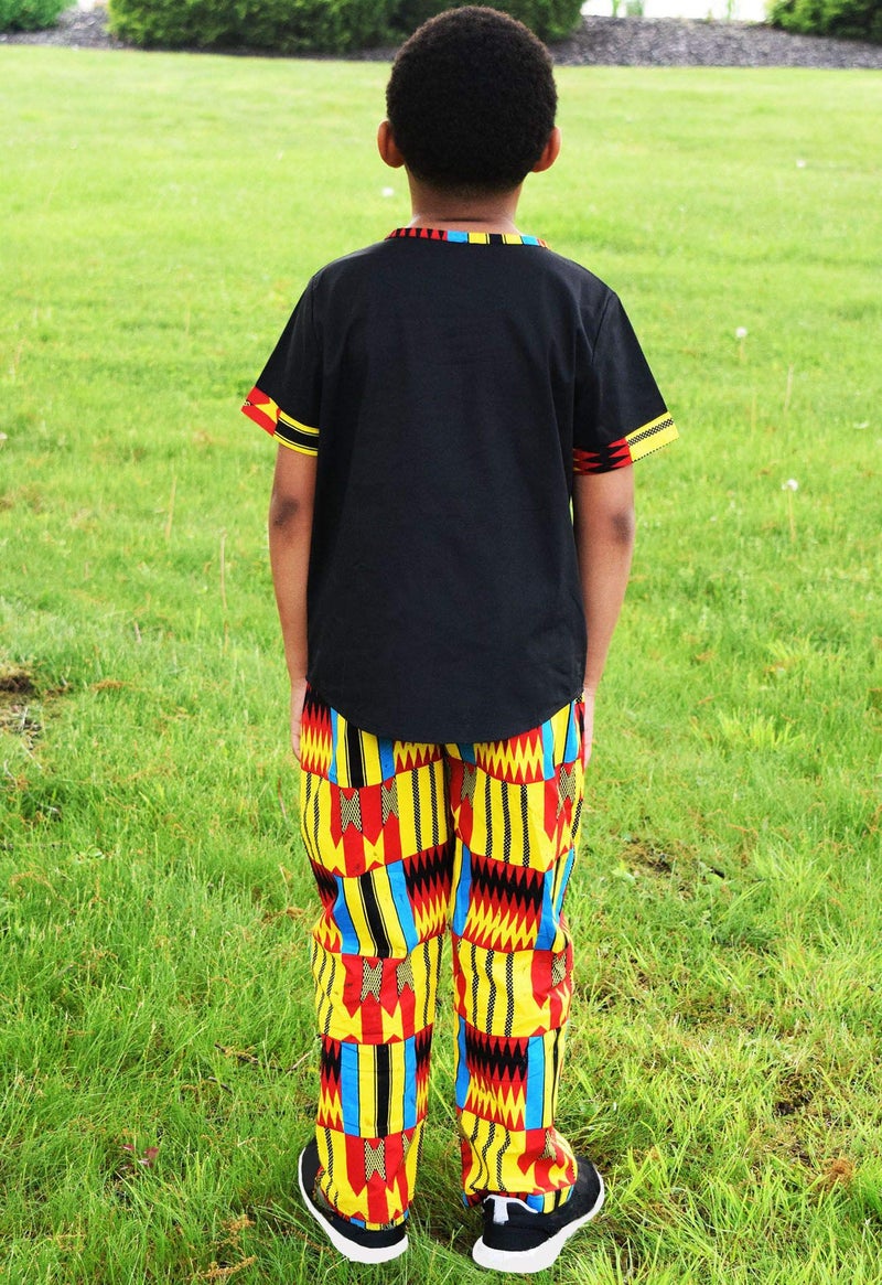 SHENBOLEN Boy African Print Kente Kids Ankara Suit African Ghana Tribal Clothing(A,3X-Large) - Image 3