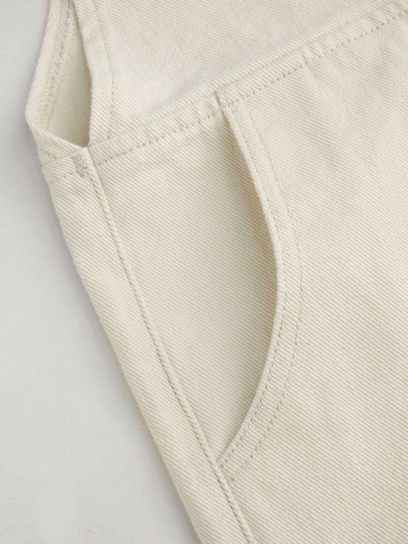 CIDER Overall Shorts For Women Jean Denim Rompers Adjustable Strap Loose Fit Overalls Summer Casual Outfits with Pockets Cream, M - Image 4
